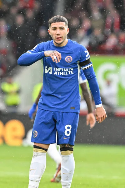 Enzo Fernndez Chelsea Durante Jogo Premier League Brentford Chelsea Gtech — Fotografia de Stock