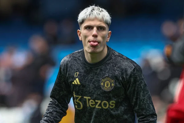 Alejandro Garnacho Van Manchester United Pre Game Warming Sessie Tijdens — Stockfoto