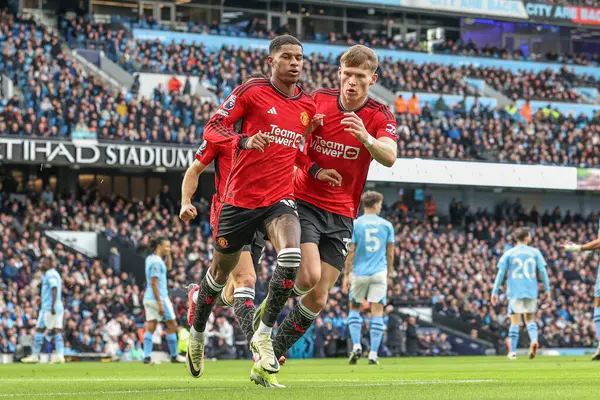 Manchester United Takımından Marcus Rashford Manchester City Ile Manchester United — Stok fotoğraf