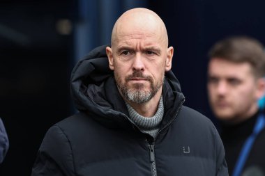 Manchester City - Manchester United Premier League maçında Manchester Stadyumu 'nda 3 Mart 202' de oynanan maçta Manchester United 'ın on Cadısı teknik direktörü Erik 10.