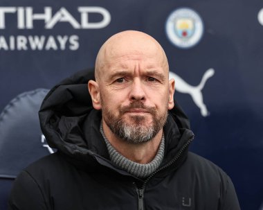 Erik ten Hag manager of Manchester United during the Premier League match Manchester City vs Manchester United at Etihad Stadium, Manchester, United Kingdom, 3rd March 202 clipart