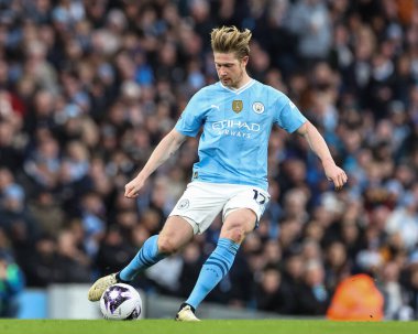 Manchester City - Manchester United Premier League maçında Kevin De Bruyne Etihad Stadyumu 'nda 3 Mart 2024