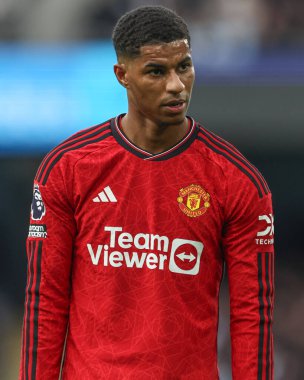 Manchester United 'ın Manchester City ile Manchester United arasındaki Premier League maçında Marcus Rashford, Etihad Stadyumu' nda, 3 Mart 202