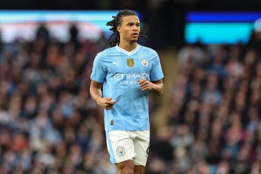 Manchester City 'nin Manchester United' a karşı 3 Mart 2024 'te Etihad Stadyumu' nda oynanan Premier League maçında Nathan Ak