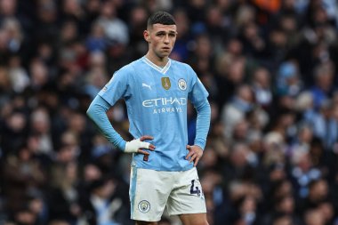 Manchester City - Manchester United Premier League maçı sırasında Manchester City maçında Phil Foden Etihad Stadyumu, Manchester, İngiltere, 3 Mart 202