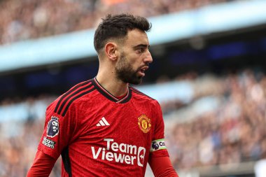 Manchester United Premier Lig karşılaşmasında Bruno Fernandes Manchester City 'ye karşı Etihad Stadyumu, Manchester, İngiltere, 3 Mart 202
