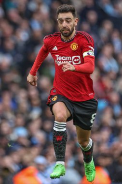 Bruno Fernandes of Manchester United during the Premier League match Manchester City vs Manchester United at Etihad Stadium, Manchester, United Kingdom, 3rd March 202 clipart