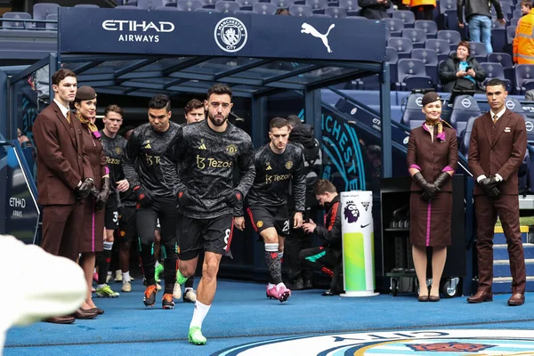 Bruno Fernandes Manchester United Leads His Side Out Pregame Warmup — Stock Photo, Image