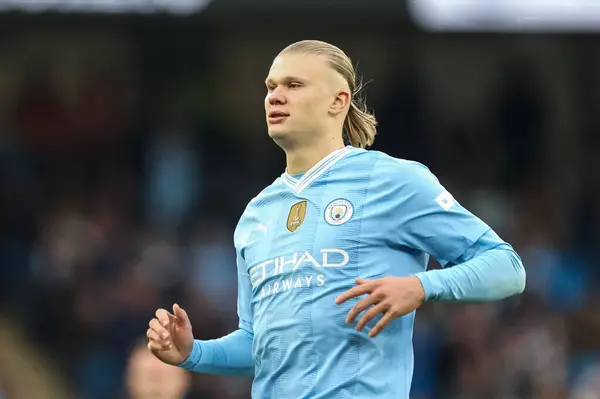 Erling Haaland Del Manchester City Durante Partita Premier League Manchester — Foto Stock