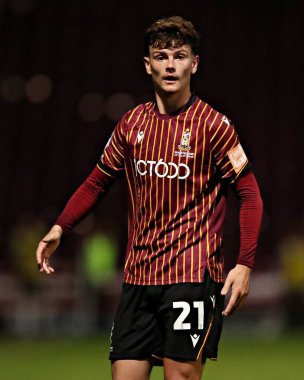 Bradford City 'den Jensen Metcalfe 2 Eylül 2025' te Bradford Stadyumu 'nda Bradford City ile Grimsby Town arasındaki Vertu Kupası maçında