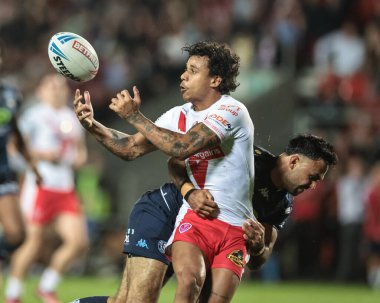 St Helens 'li Tristan Sailor, Betfred Süper Lig 25. Raundu' nda Wigan Warriors 'a karşı St Helens - Wigan Warriors maçında Wicked Stadyumu, St Helens, Birleşik Krallık, 5 Eylül 2025