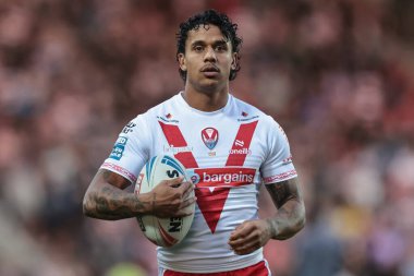 St Helens 'li Tristan Sailor, Betfred Süper Lig 25. Raundunda ısınma turunda St Helens, Wigan Warriors' a karşı Wicked Stadyumu, St Helens, Birleşik Krallık, 5 Eylül 2025
