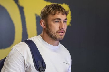 Warrington Wolves 'tan Sam Powell 25. Betfred Süper Lig karşılaşmasında Warrington Wolves, Leigh Leopards' a karşı Halliwell Jones Stadyumu, Warrington, İngiltere 'de 6 Eylül 2025