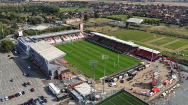 Sewell Group Craven Park 'ın Betfred Süper Lig 25. Raundunda Hull KR, Hull FC' ye karşı Sewell Group Craven Park 'ta 7 Eylül 2025 tarihinde oynanan karşılaşma genel hava görüntüsü.
