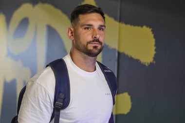 Warrington Wolves 'tan Ryan Matterson, Betfred Süper Lig 25. Maçı sırasında Halliwell Jones Stadyumu' nda Warrington Wolves 'a karşı Leigh Leopards maçına geldi.