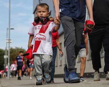 Genç Hull KR taraftarı 25. Betfred Süper Lig karşılaşmasında Hull KR, Hull FC 'ye karşı 7 Eylül 2025' te İngiltere 'nin Hull kenti Kingston' daki Craven Park 'a geldi.