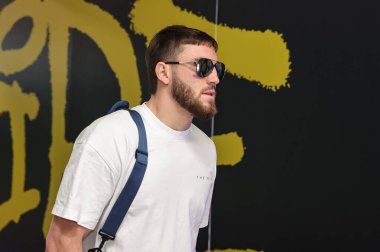 Warrington Wolves 'tan Connor Wrench, Betfred Süper Lig 25. Maçı sırasında Halliwell Jones Stadyumu, Warrington, İngiltere' de oynanan Warrington Wolves - Leopards maçında geldi.