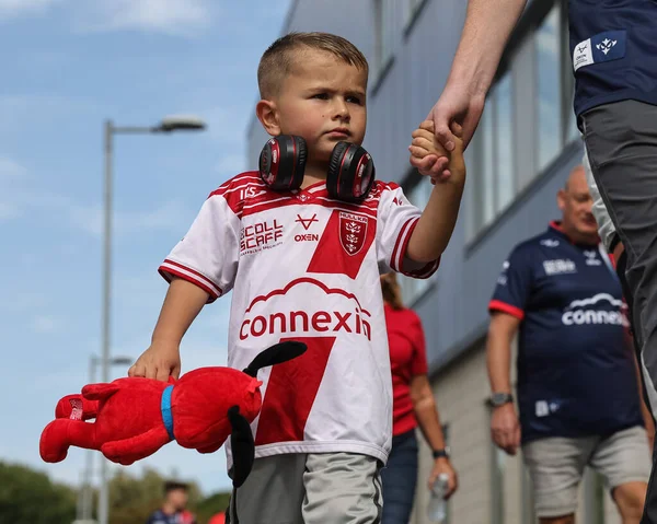 Genç Hull KR taraftarı 25. Betfred Süper Lig karşılaşmasında Hull KR, Hull FC 'ye karşı 7 Eylül 2025' te İngiltere 'nin Hull kenti Kingston' daki Craven Park 'a geldi.