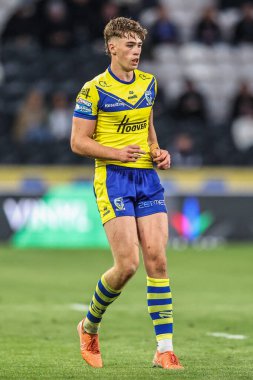 Warrington Wolves takımından James Duffy, Betfred Süper Lig 26. Raundda Hull FC, Warrington Wolves 'a karşı MKM Stadyumu, Hull, Birleşik Krallık, 13 Eylül 2025