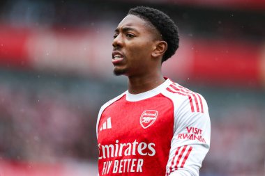Arsenal 'den Myles Lewis-Skelly, 13 Eylül 2025' te İngiltere 'nin Emirates Stadyumu' nda oynanan Premier League maçı sırasında tepki gösterdi.