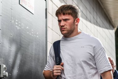 Warrington Wolves takımından Luke Thomas, 13 Eylül 2025 'te oynanan Betfred Süper Lig 26. Maçı sırasında MKM Stadyumu' nda Hull FC ve Warrington Wolves maçına geldi.