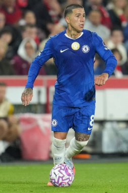 Chelsea 'den Enzo Fernnndez Premier Lig karşılaşmasında Brentford Chelsea' ye karşı Gtech Community Stadyumu, Londra, Birleşik Krallık, 13 Eylül 2025 