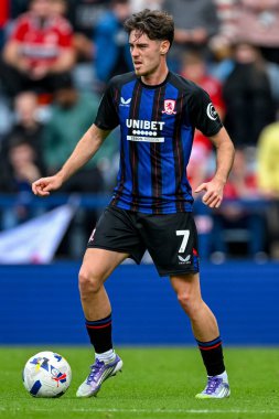 Middlesbrough takımından Hayden Hackney 13 Eylül 2025 'te İngiltere' nin Deepdale kentinde Preston North End ile Middlesbrough maçında 