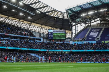 Manchester City Premier League maçında Manchester United 'a karşı Etihad Stadyumu' nda 14 Eylül 2025 tarihinde oynanan maçın 91. dakikasında 3-0 önde gidiyor.