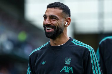 Liverpool 'dan Muhammed Salah, Burnley' nin Liverpool 'a karşı oynadığı 14 Eylül 2025 tarihli Premier Lig maçı öncesinde stadyuma geldi. 