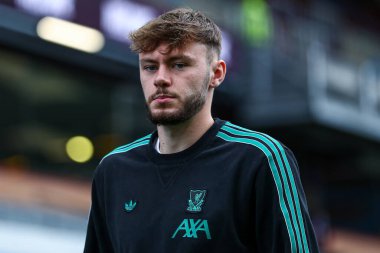 Liverpool 'dan Conor Bradley, Burnley Liverpool' a karşı 14 Eylül 2025 'te oynanan Premier Lig karşılaşması öncesinde stadyuma geldi.