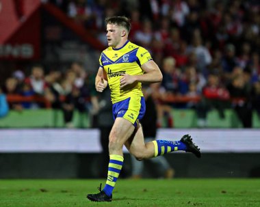 Warrington Wolves takımından Luke Thomas 27. Betfred Süper Ligi karşılaşmasında Hull KR, Warrington Wolves 'a karşı Sewell Group Craven Park, Kingston üzerine Hull, İngiltere, 18 Eylül 2025