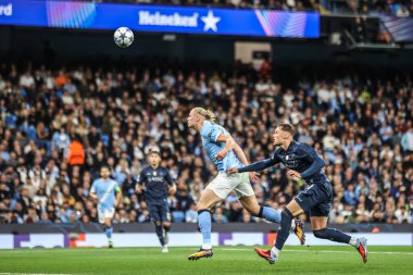 Manchester City 'den Erling Haaland, UEFA Şampiyonlar Ligi 25 / 26 Faz MD1 Manchester City, Manchester Stadyumu' nda Napoli Ligi 'ne karşı 18 Eylül 2025' de oynanan maçta 1-0 berabere kaldı. 