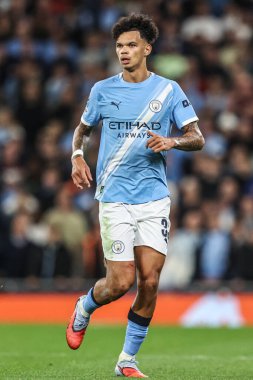 Manchester City 'den Nico O' Reilly UEFA Şampiyonlar Ligi 'nde 25 / 26 Faz MD1 Manchester City, Napoli Ligi' ne karşı Manchester Stadyumu, 18 Eylül 2025 