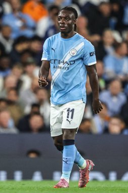 Manchester City 'den Jeremy Doku UEFA Şampiyonlar Ligi sırasında 25 / 26 Faz MD1 Manchester City, Manchester Stadyumu' nda Napoli Ligine karşı, 18 Eylül 2025 