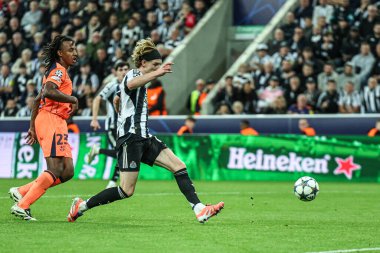 Newcastle Untied takımından Anthony Gordon, UEFA Şampiyonlar Ligi 2025 / 26 Faz MD1 Newcastle United 'a karşı St. James' s Park, Newcastle, İngiltere, 18 Eylül 2025 'de oynanan St.James' s Park, Newcastle maçında 1-2 berabere kaldı.