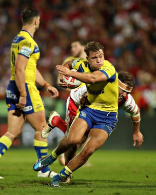 Warrington Wolves takımından Cai Taylor-Wray 27. Betfred Süper Ligi karşılaşmasında Hull KR, Warrington Wolves 'a karşı Sewell Group Craven Park, Kingston üzerine Hull, İngiltere, 18 Eylül 2025