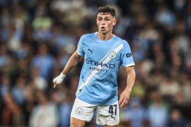 Manchester City 'den Phil Foden UEFA Şampiyonlar Ligi' nde 25 / 26 Faz MD1 Manchester City, Napoli Ligi 'ne karşı Manchester City Stadyumu, 18 Eylül 2025 