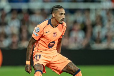 Barselona 'dan Raphinha UEFA Şampiyonlar Ligi 2025 / 26 Faz MD1 Faz Birleşik Barcelona' ya karşı St. James 's Park, Newcastle, İngiltere, 18 Eylül 2025 