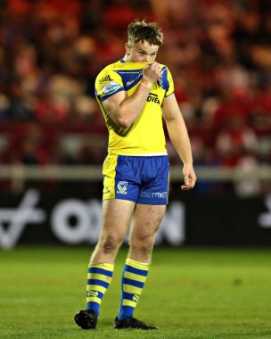 Warrington Wolves takımından Luke Thomas 27. Betfred Süper Ligi karşılaşmasında Hull KR, Warrington Wolves 'a karşı Sewell Group Craven Park, Kingston üzerine Hull, İngiltere, 18 Eylül 2025