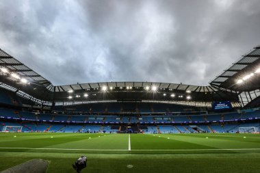Manchester City Stadyumu 'nun genel bir görüntüsü UEFA Şampiyonlar Ligi' nin 25 / 26 Faz MD1 Manchester City 'ye karşı Napoli Ligi 18 Eylül 2025 Manchester Stadyumu, İngiltere 