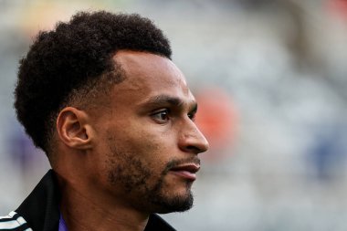 Newcastle Untie takımından Jacob Murphy, UEFA Şampiyonlar Ligi 2025 / 26 Faz MD1 Faz Birleşmiş Barcelona 'ya karşı 18 Eylül 2025' te St James 's Park, Newcastle, İngiltere' de stadyuma geldi.