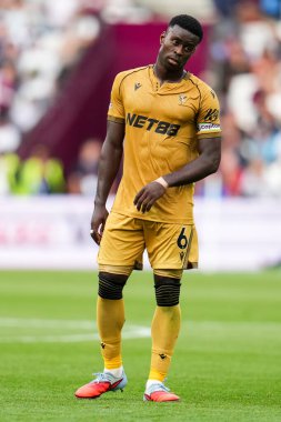 Kristal Saray 'dan Marc Guehi Premier Lig maçı sırasında West Ham United, Londra Stadyumu' nda Crystal Palace 'a karşı, 20 Eylül 2025 