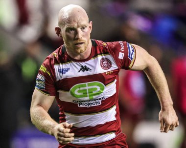 Liam Farrell of Wigan Warriors during the Betfred Super League round 27 match Wigan Warriors vs Leeds Rhinos at The Brick Community Stadium, Wigan, United Kingdom, 19th September 2025