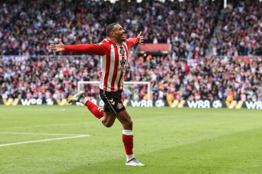 Sunderland 'dan Wilson Isidor, 20 Eylül 2025' te İngiltere 'nin Sunderland kentinde oynanan Premier League maçı Sunderland-Aston Villa maçında 1-1' lik galibiyet golünü kutluyor. 