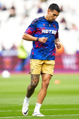 Kristal Saray 'dan Daniel Munoz Premier Lig karşılaşması öncesinde West Ham United, Londra Stadyumu' nda Crystal Palace 'a karşı, 20 Eylül 2025 