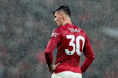 Manchester United 'dan Benjamin Sesko' nun 20 Eylül 2025 'te Old Trafford, Manchester, İngiltere' de Chelsea 'ye karşı oynadığı Premier League maçında giydiği tişört.