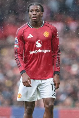 Manchester United ile Manchester United arasındaki Premier League maçında Patrick Dorgu, Old Trafford, Manchester, İngiltere 'de 20 Eylül 2025 