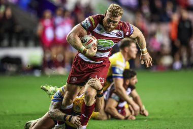 Wigan Warriors takımından Luke Thompson, 19 Eylül 2025 'te İngiltere' nin Wigan kentinde oynanan The Brick Community Stadyumu 'nda Wigan Warriors - Leeds Rhinos maçında 27.