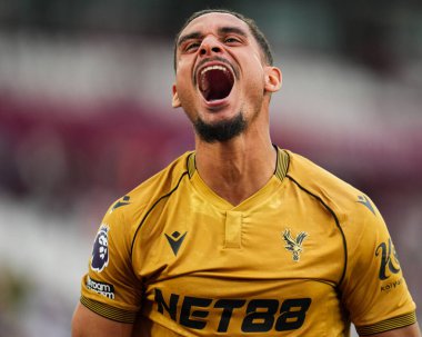 Kristal Saray 'dan Maxence Lacroix Premier League maçı sırasında West Ham United, Londra Stadyumu' nda Crystal Palace 'a karşı, 20 Eylül 2025 
