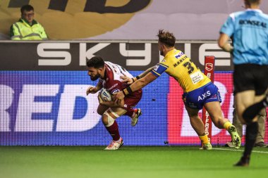 Wigan Warriors takımından Abbas Miski, 19 Eylül 2025 'te İngiltere' nin Wigan kentinde oynanan The Brick Community Stadyumu 'nda 27.
